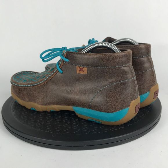 Twisted X Chukka Driving Geometric Moccasins Brown Leather Women’s Size 8 - Picture 7 of 12